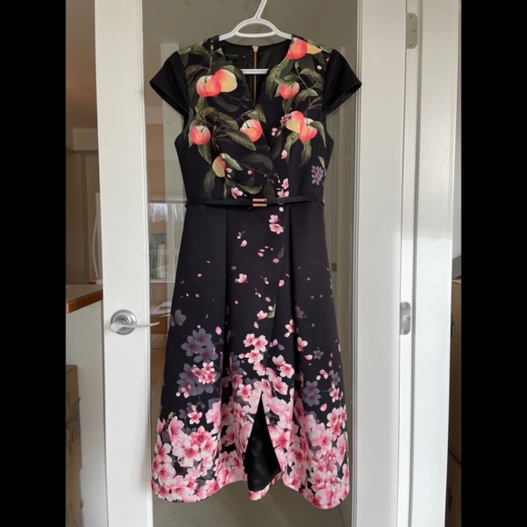 Ted Baker Fredica Peach/Cherry Blossom Dress - US Size 6 (Ted Size 2) - Picture 2 of 8
